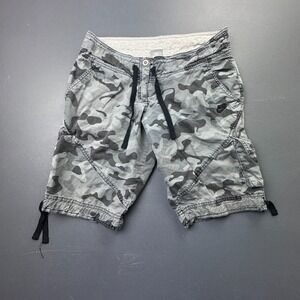 Nike Camo Cargo Shorts Men's Small Gray Drawstring Waist 32" Sportswear Casual